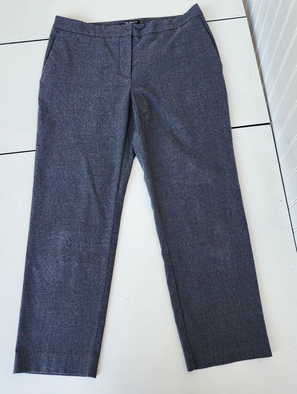 Mario Serrani Italy Womens Rayon Blend Gray Plaid Crop Ankle Dress Pants Sz 4